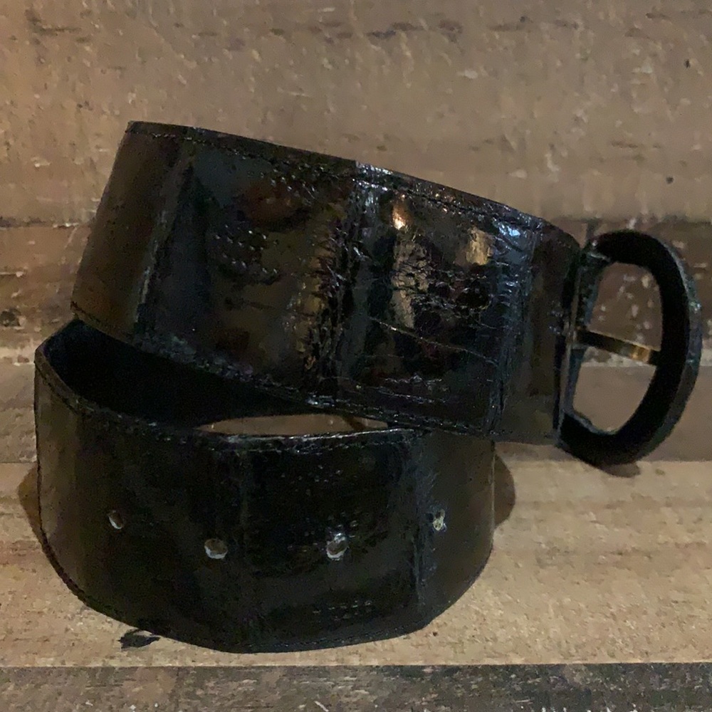 Henri Bendel Black Crocodile Statement Belt 70/85 - Picture 4 of 11